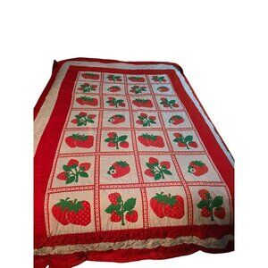 ***SOLD DO NOT BUY Vintage Handmade Strawberry Patchwork Quilt
